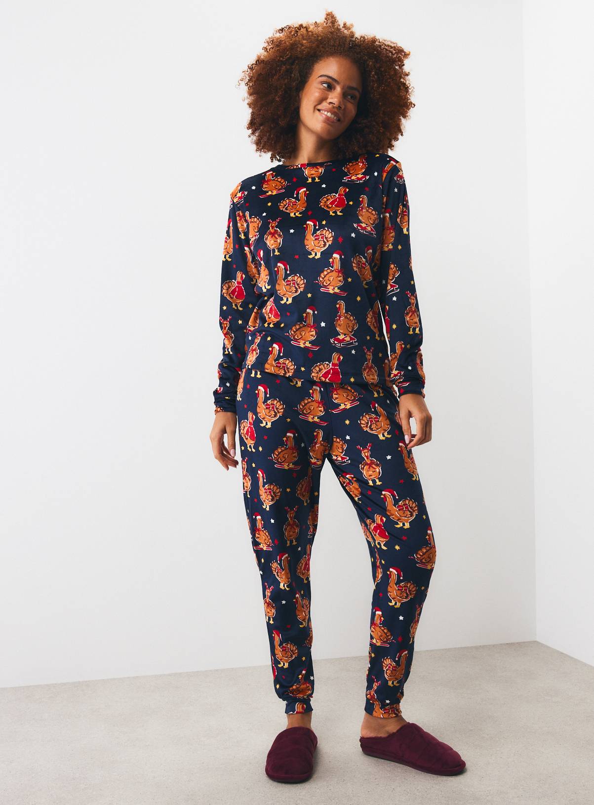Family Matching Women's Christmas Turkey Print 2-Piece Pyjama Set 20-22 - Image 2