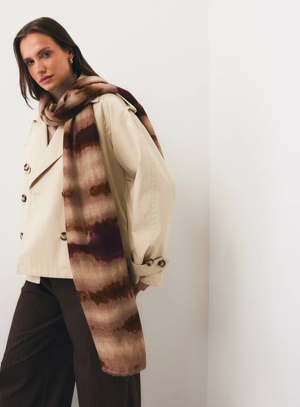 Neutral Lightweight Wool Blend Scarf One Size
