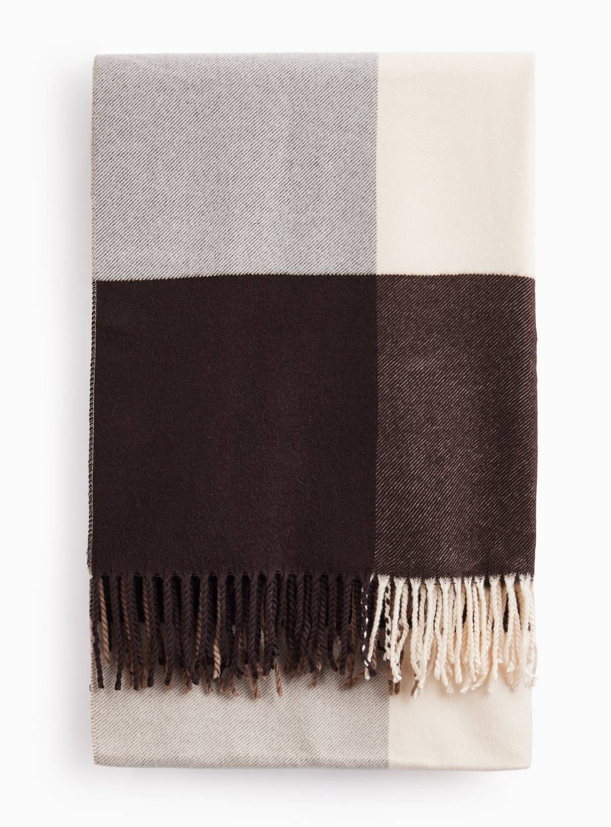 Brown Checked Scarf One Size - Image 2