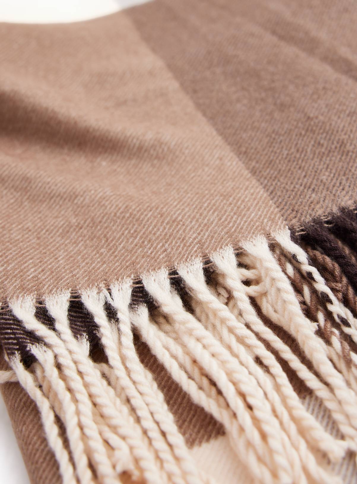 Brown Checked Scarf One Size - Image 3
