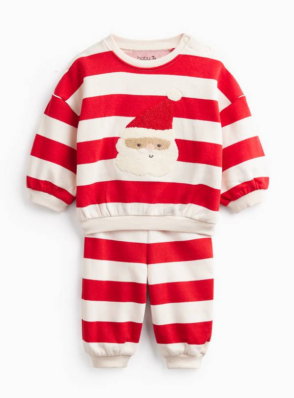 Red Stripe Santa Christmas Sweat Set Up to 3 mths
