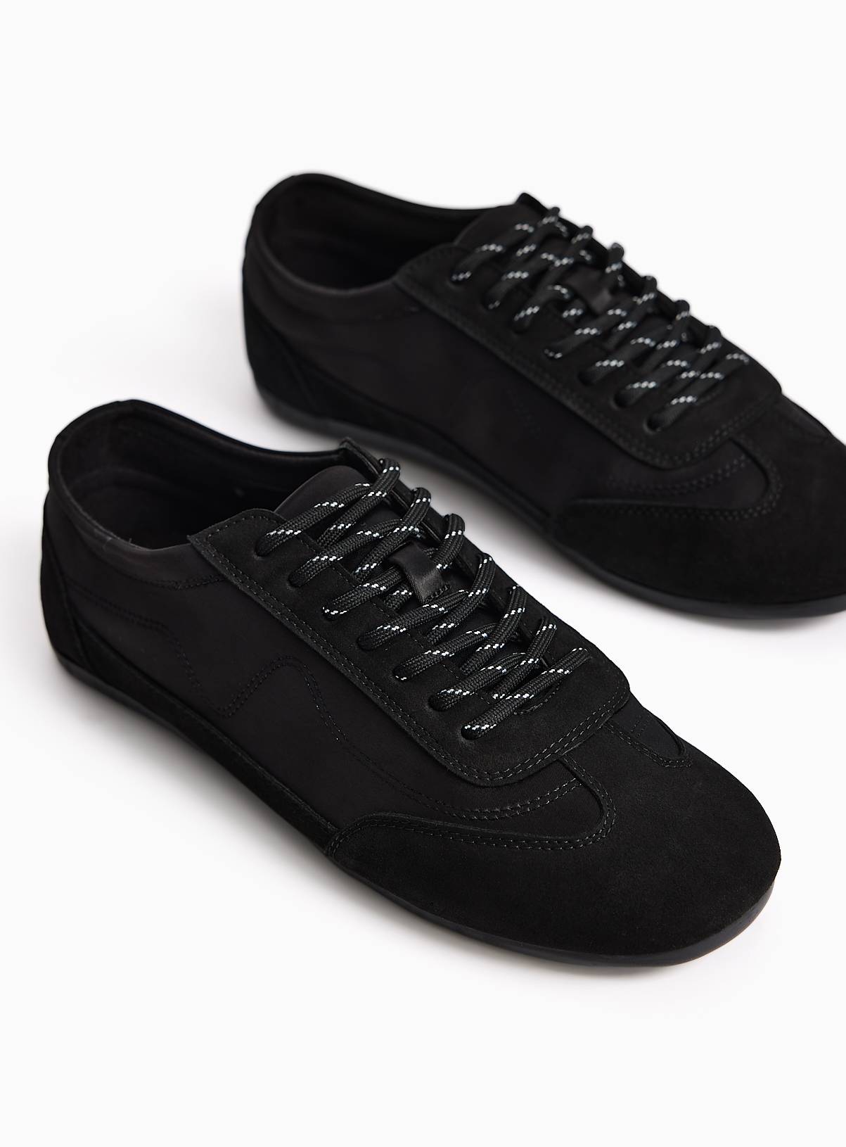 Black Satin Panel Trainers 7 - Image 1