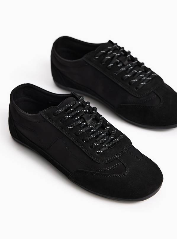 Black Satin Panel Trainers 6