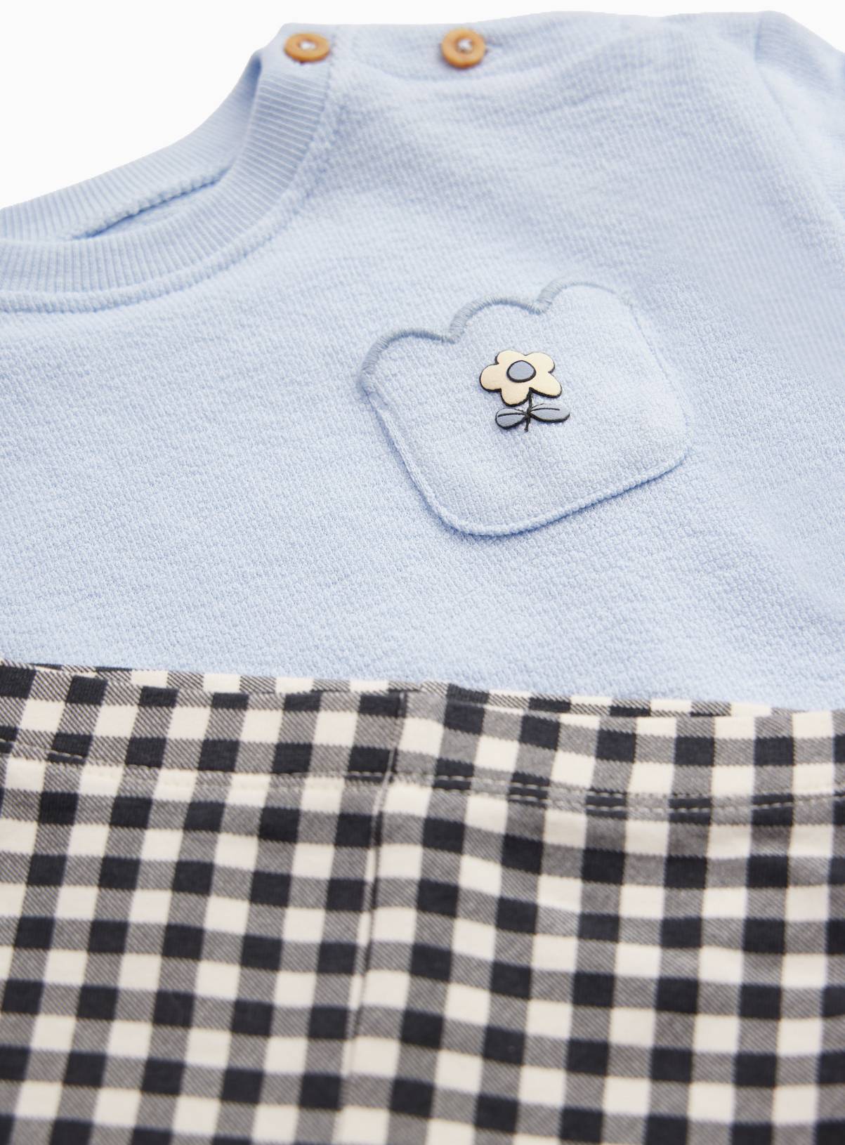 Mono Flower Top & Gingham Leggings Set 12-18 months - Image 3