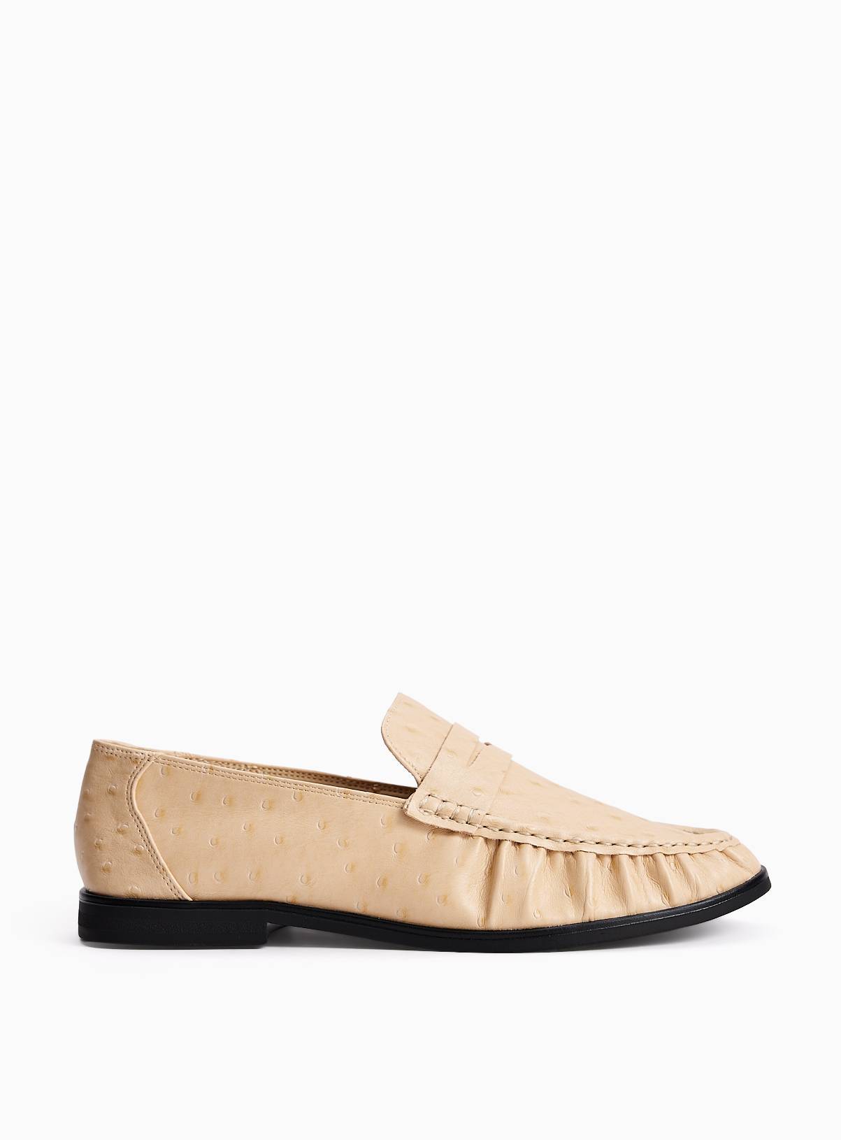 Beige Ostrich PU Loafers 8 - Image 2