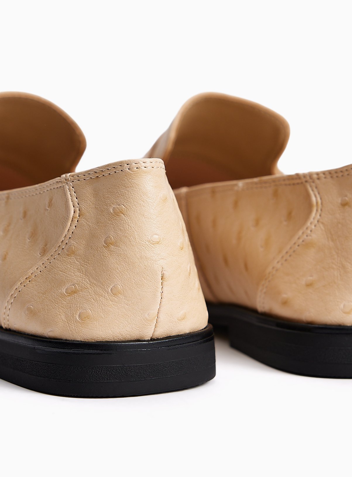 Beige Ostrich PU Loafers 8 - Image 4 thumbnail