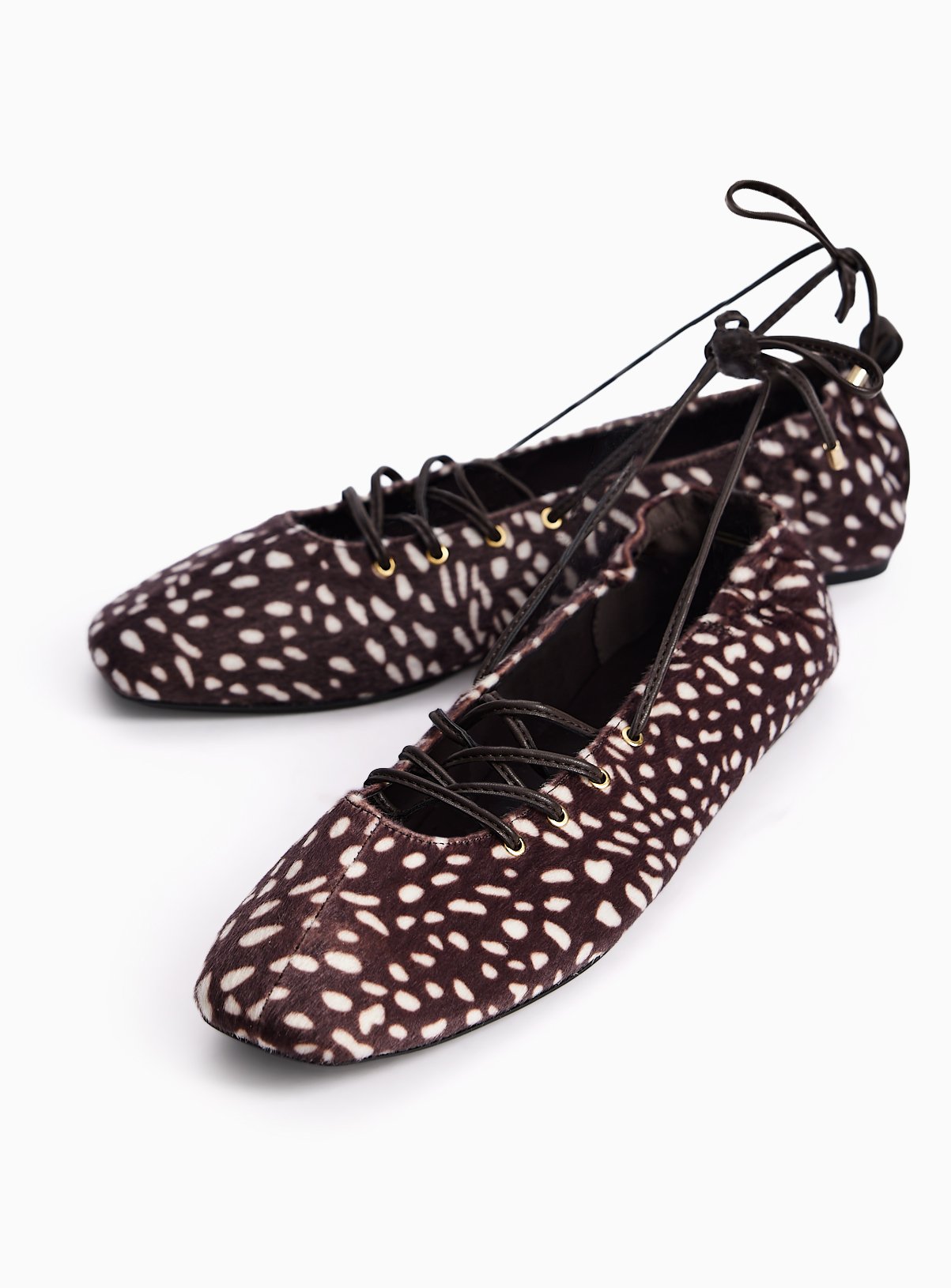 Deer Print Lace Up Ballerina Shoes 7 - Image 3 thumbnail