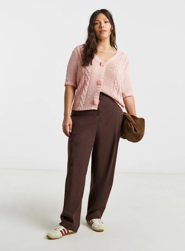 SIMPLY BE Floral Button Cable Cardigan 24-26