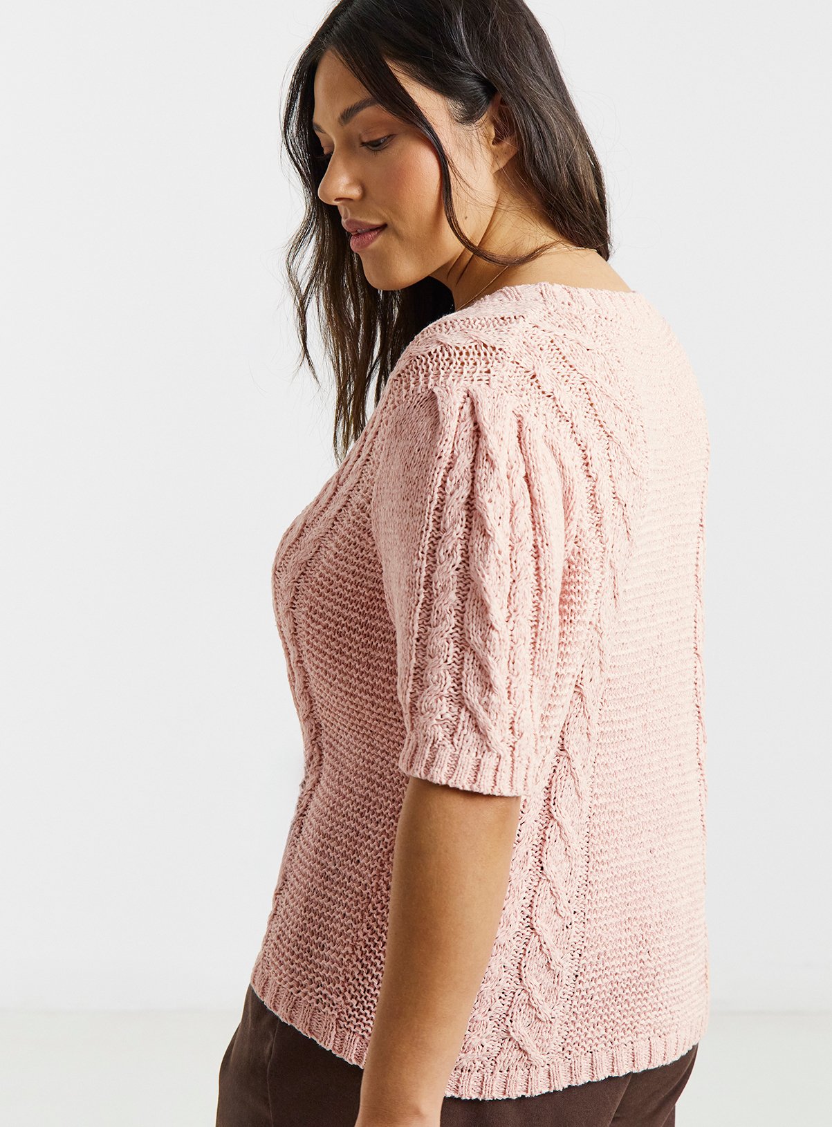 SIMPLY BE Floral Button Cable Cardigan 32-34 - Image 2 thumbnail