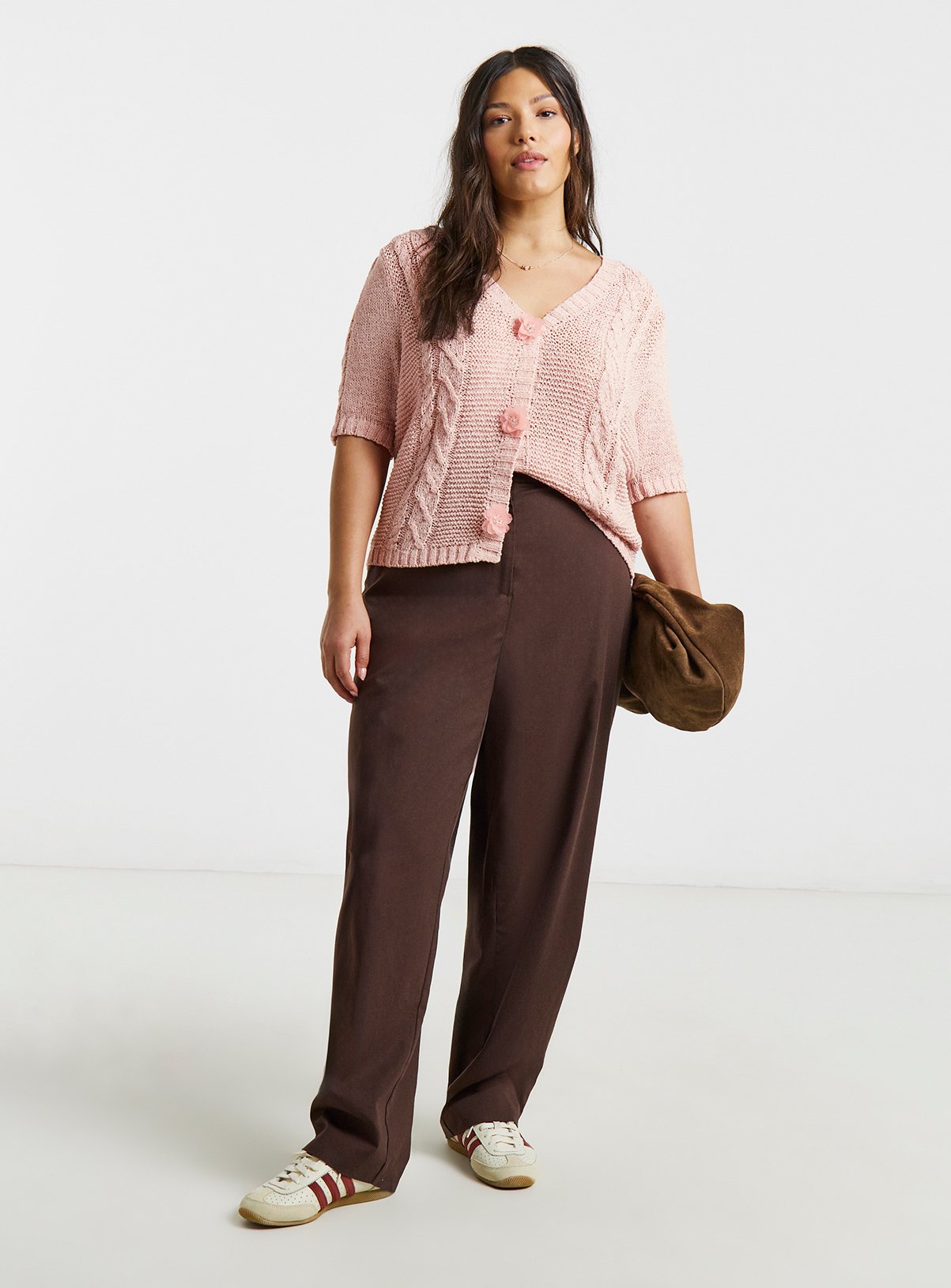 SIMPLY BE Floral Button Cable Cardigan 32-34 - Image 3 thumbnail