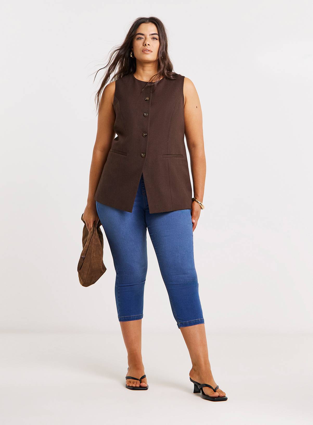 SIMPLY BE Bright Blue Skinny Cropped Jeggings 28 - Image 3