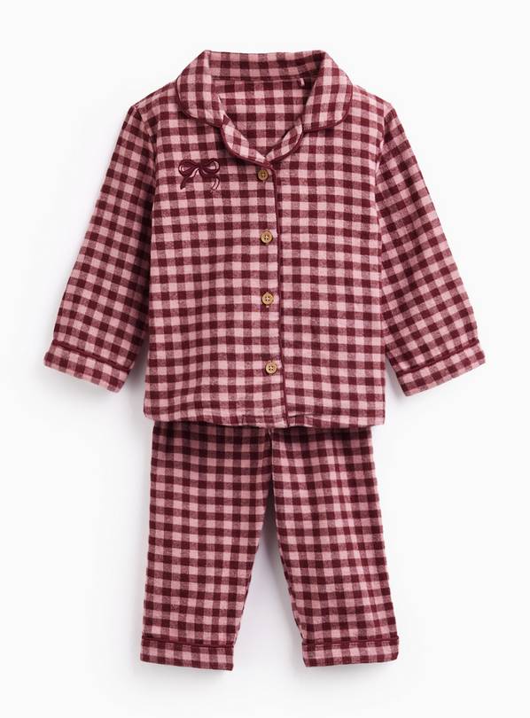 Pink Brushed Flannel Check 2-Piece Pyjama Set 3-6 months