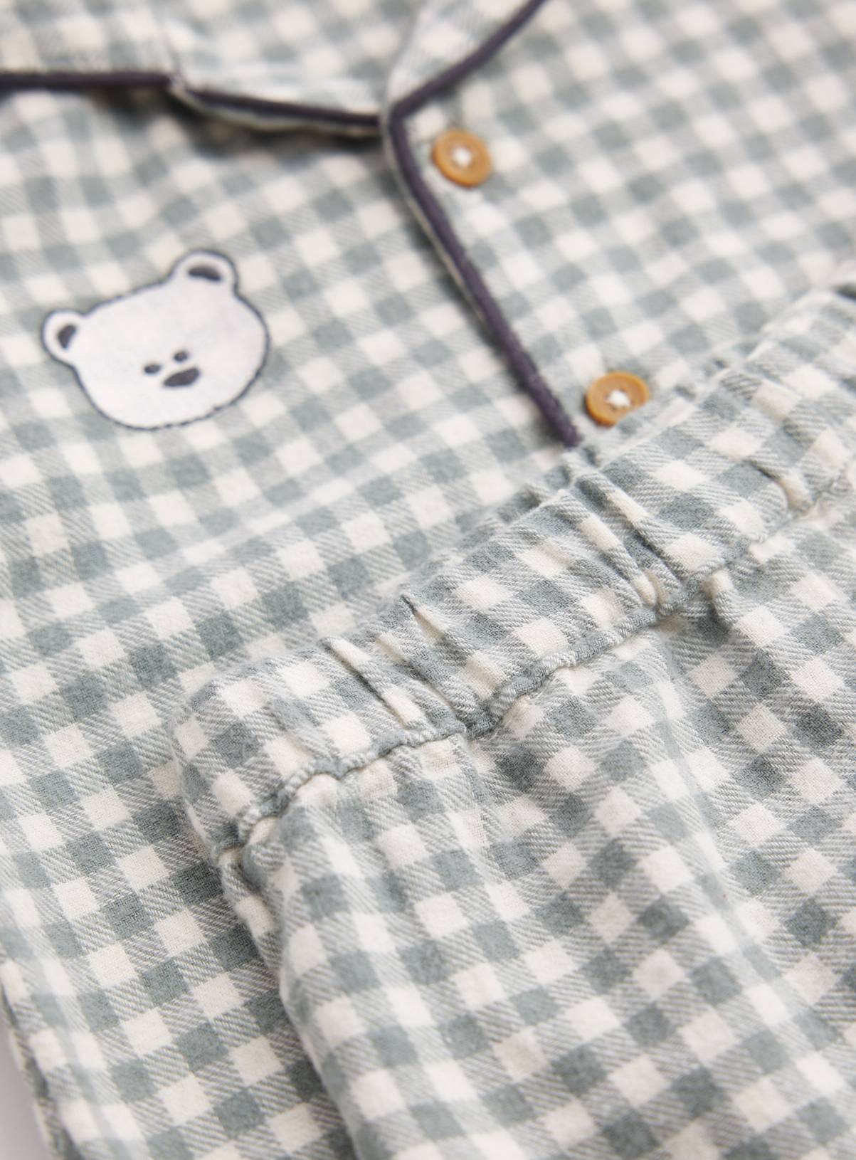 Brushed Flannel Check With Bear Motif Pyjama Set 2-3 years - Image 2