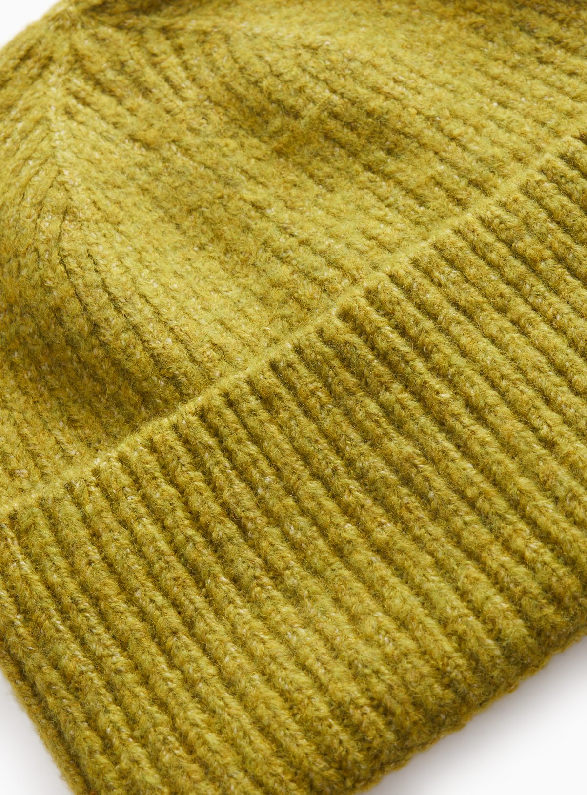 Olive Ribbed Beanie Hat One Size - Image 3 thumbnail