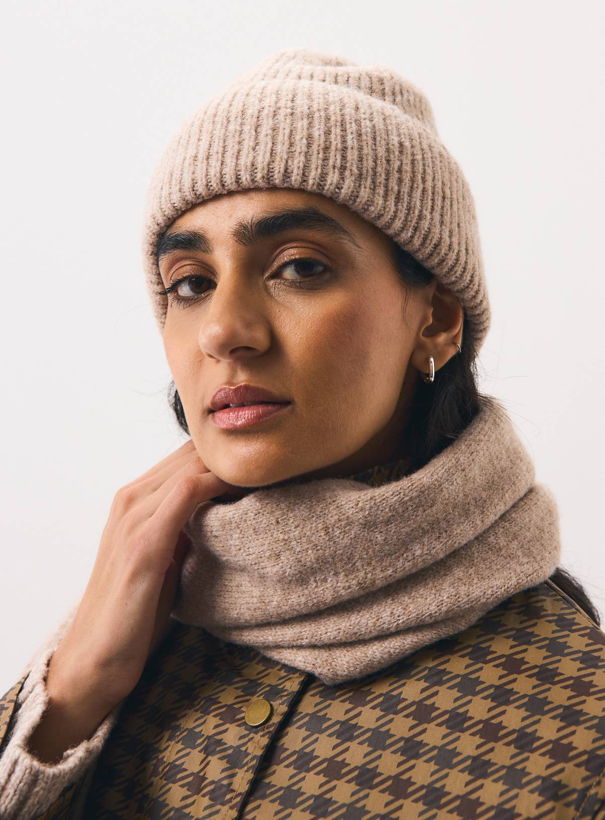 Oatmeal Beanie Hat One Size - Image 1