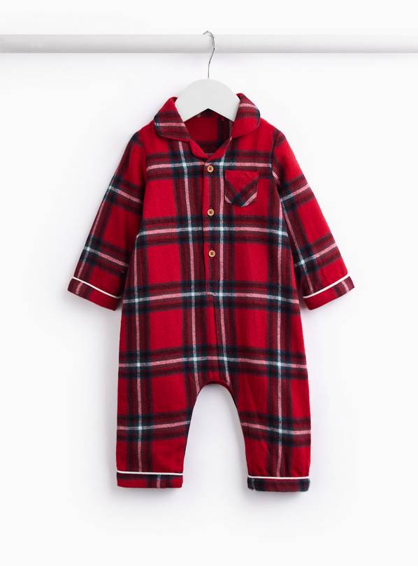 Family Matching Red Tartan Romper Up to 1 mth