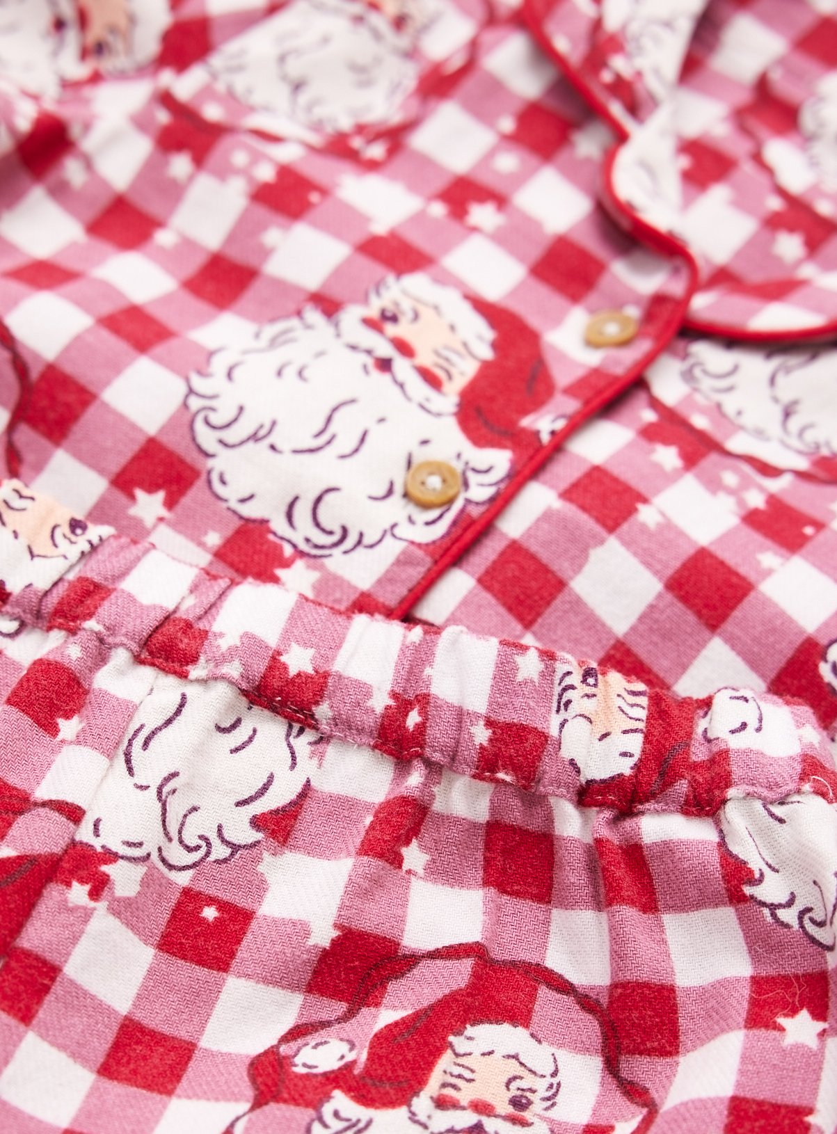 Family Matching Baby Santa Check 2-Piece Christmas Pyjama Set 9-12 months - Image 2 thumbnail