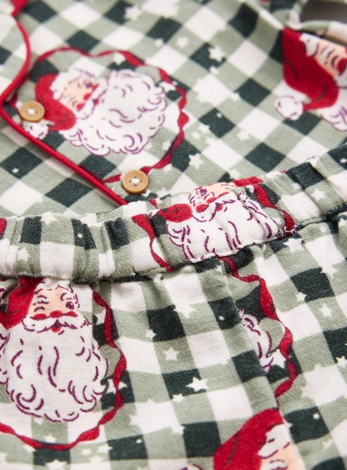 Family Matching Baby Santa Check 2-Piece Christmas Pyjama Set 9-12 months - Image 2