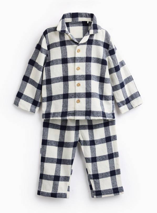 Family Matching Navy Check Traditional Pyjama Set Up to 1 mth