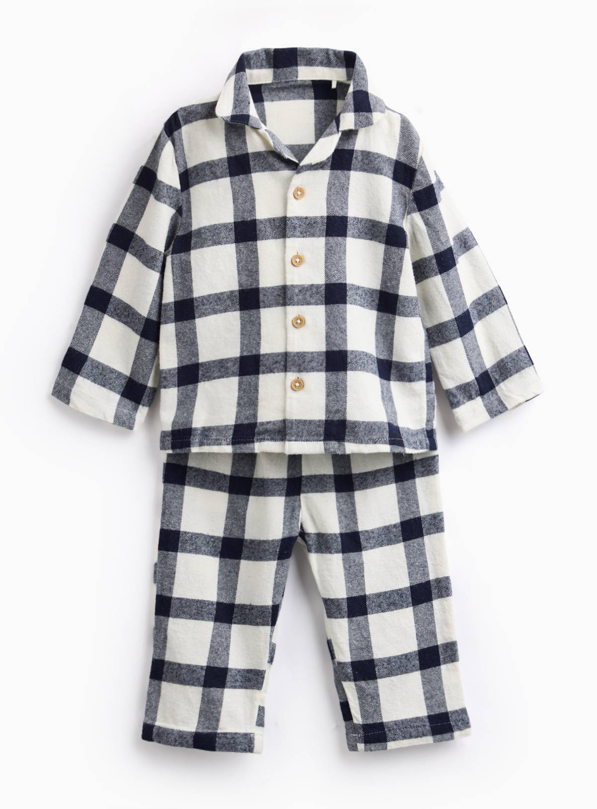 Family Matching Navy Check Traditional Pyjama Set Up to 1 mth - Image 1