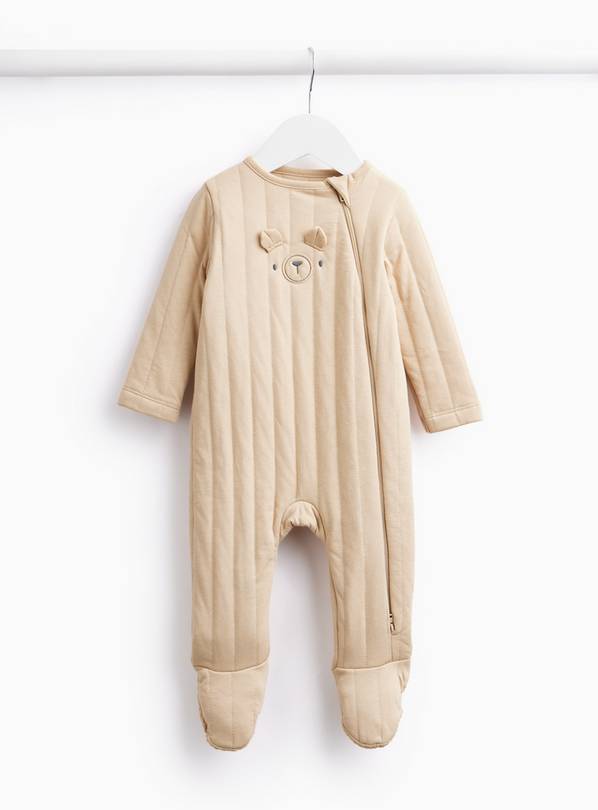 Brown Bear Quilted Sleepsuit 6-9 months