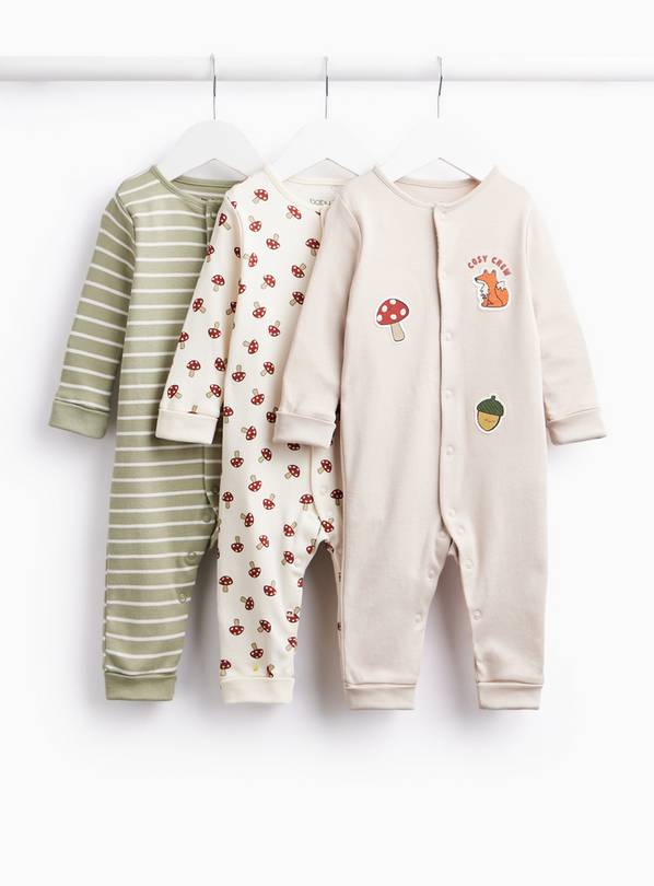 Toadstool & Fox Sleepsuits 3-Pack Up to 3 mths