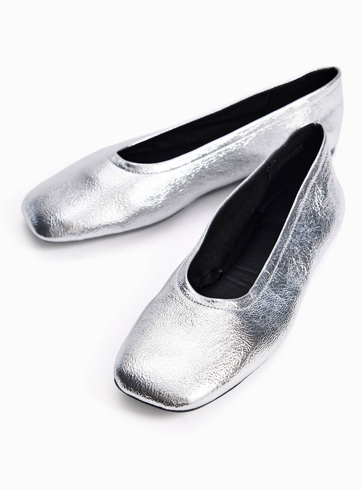 Silver Square Toe Ballerina Shoes 6 - Image 3