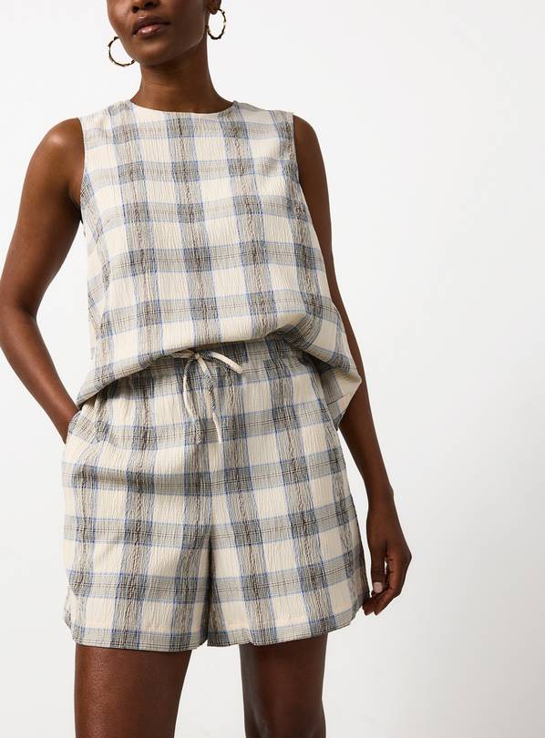 Cream Check Print Co-ord Shorts 20