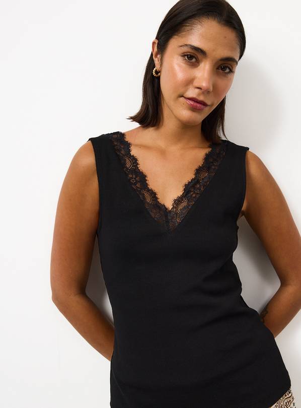 Black Lace Detail V Neck Vest 8