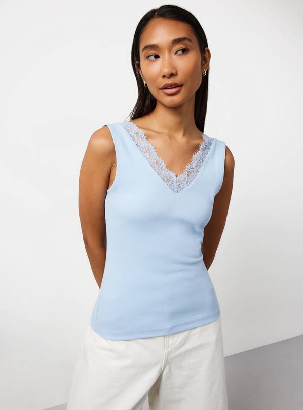 Blue Lace Detail V Neck Vest 16