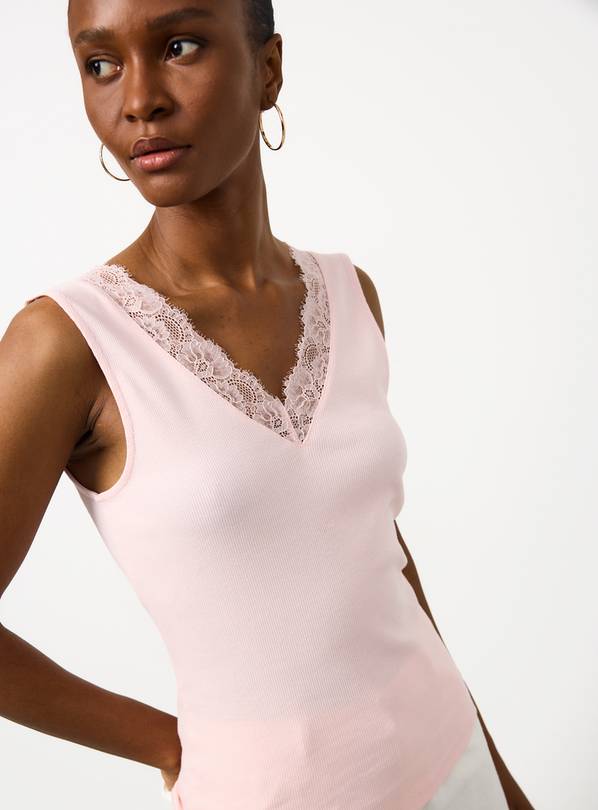 Pink Lace Detail V Neck Vest 14