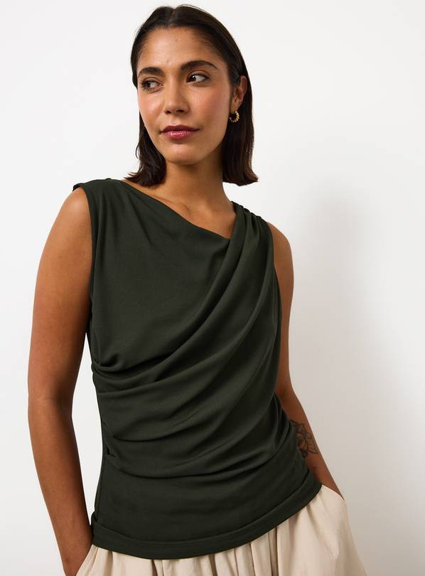 Khaki Draped Sleeveless Top 26