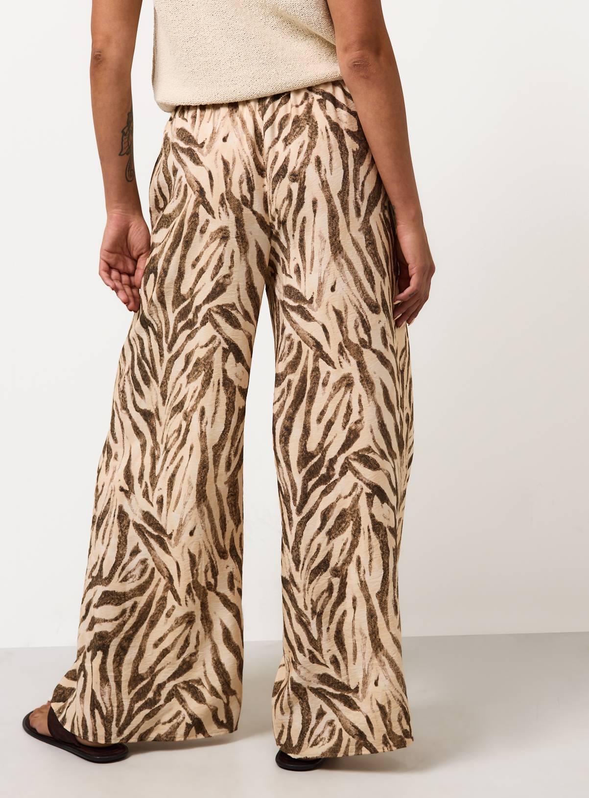 Beige Zebra Print Wide Leg Trousers 14 - Image 4