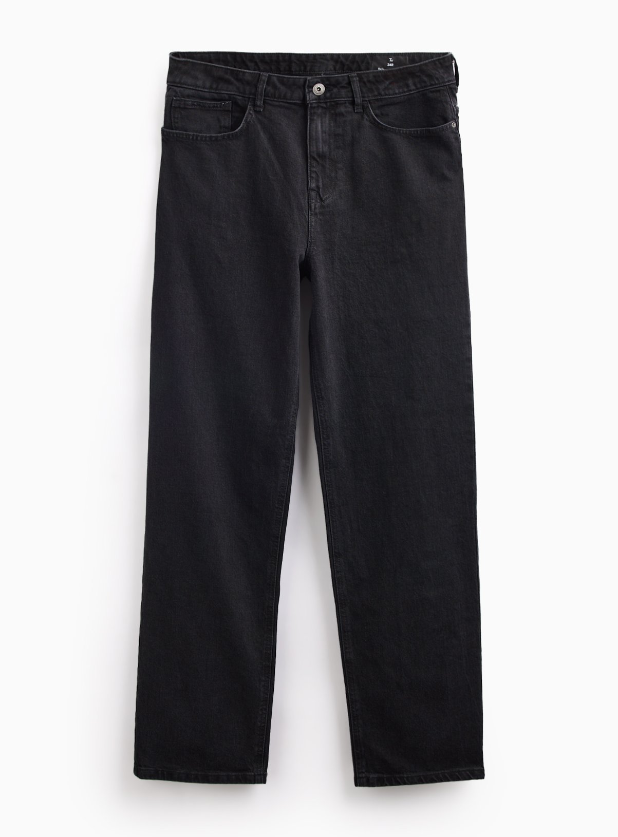 Black Vintage Wash Relaxed Straight Fit Jeans 30L - Image 3 thumbnail