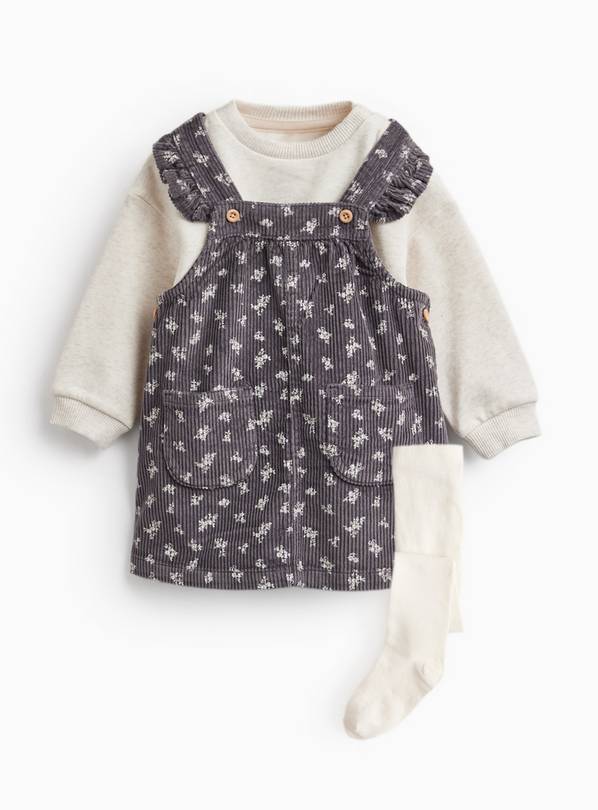 Pinny Dress, Bodysuit & Tights Set 6-9 months