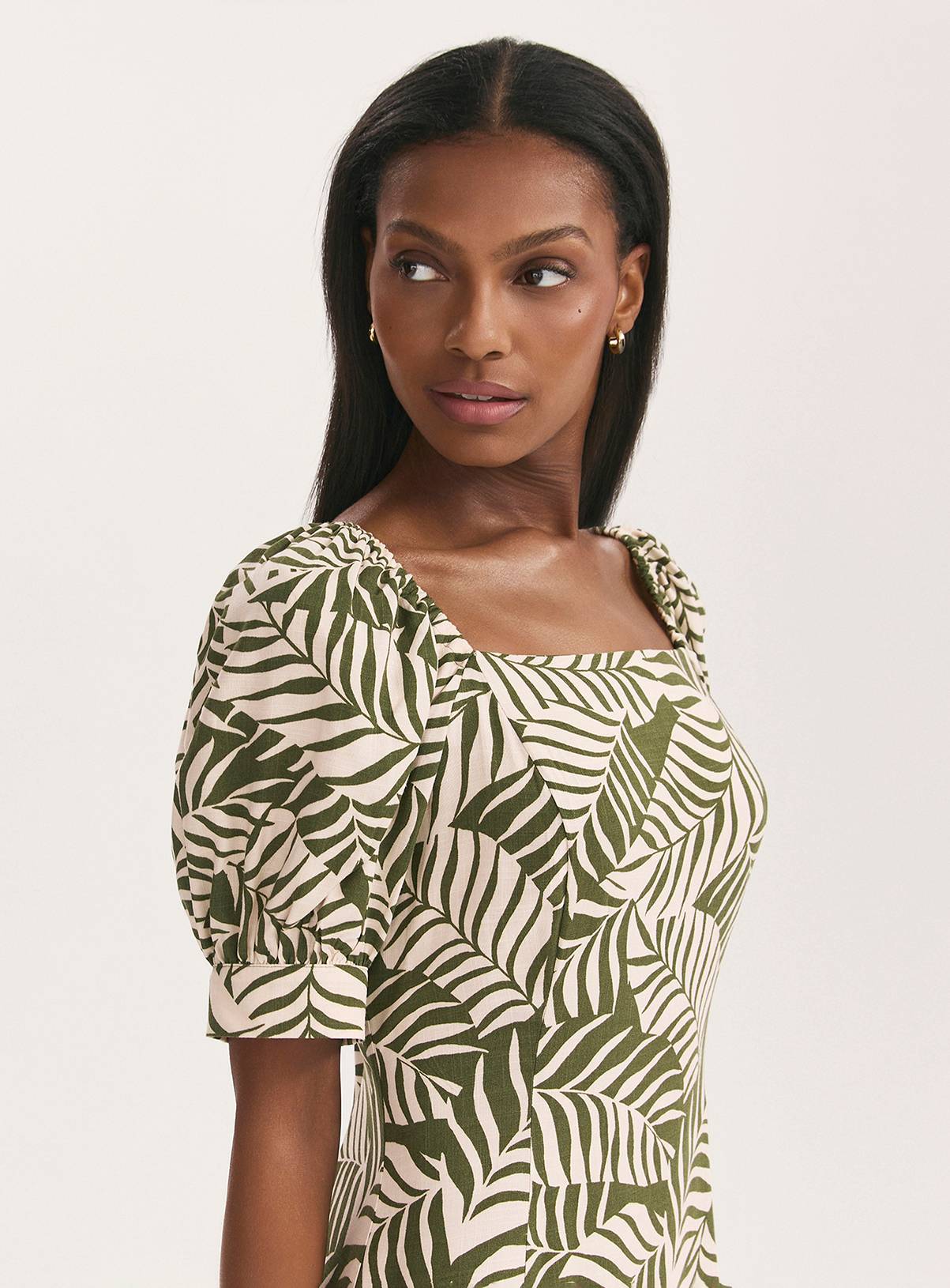 FINERY Daisy Dress Khaki Leaves 18 - Image 3