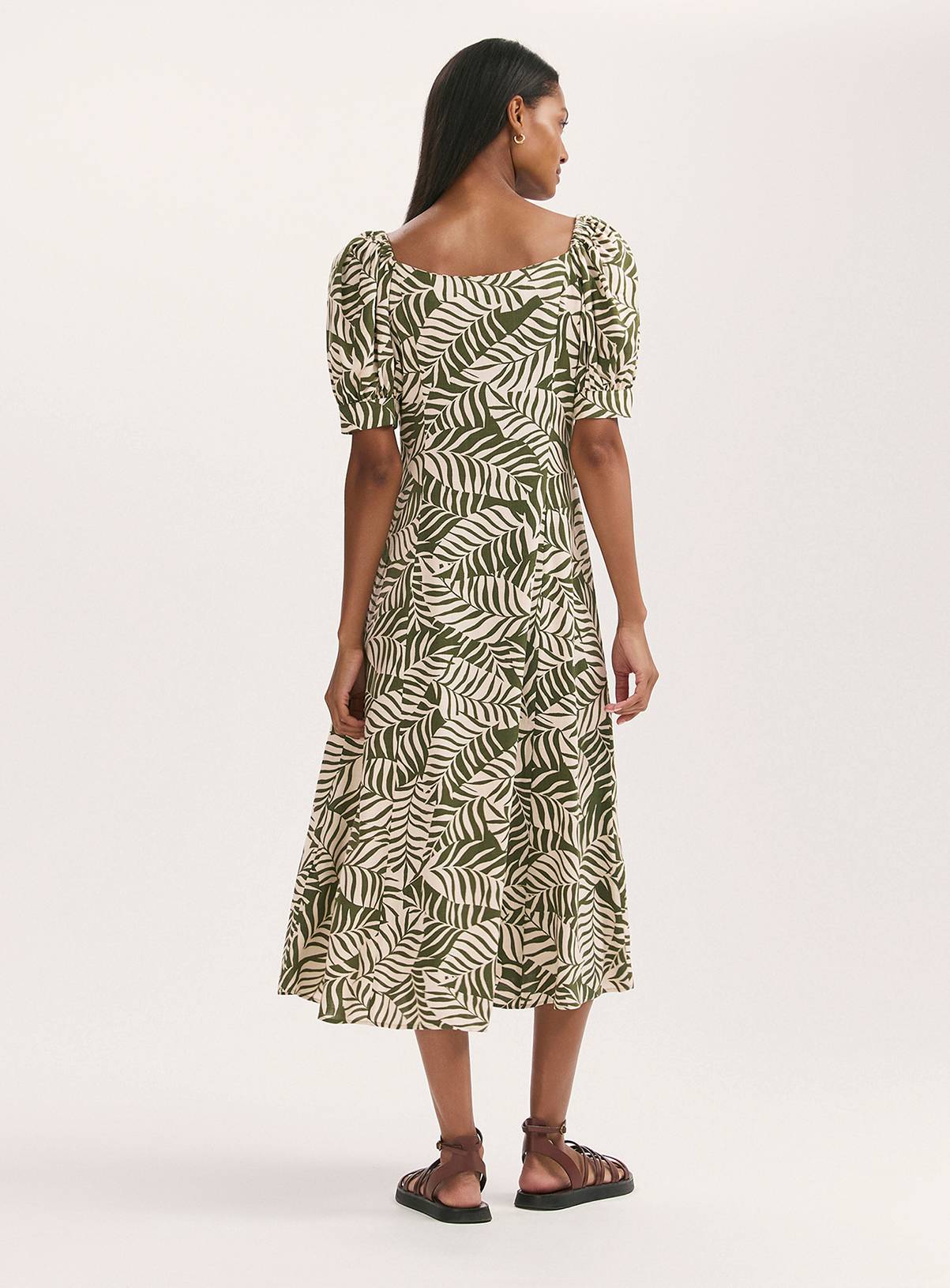 FINERY Daisy Dress Khaki Leaves 18 - Image 4