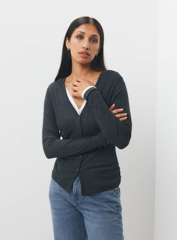 Charcoal Wool Blend Cardigan 10