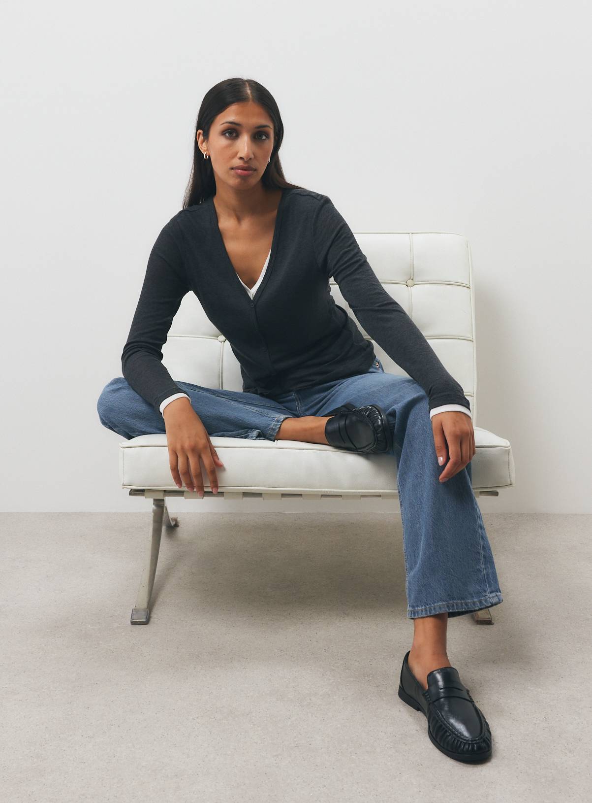 Charcoal Wool Blend Cardigan 20 - Image 2