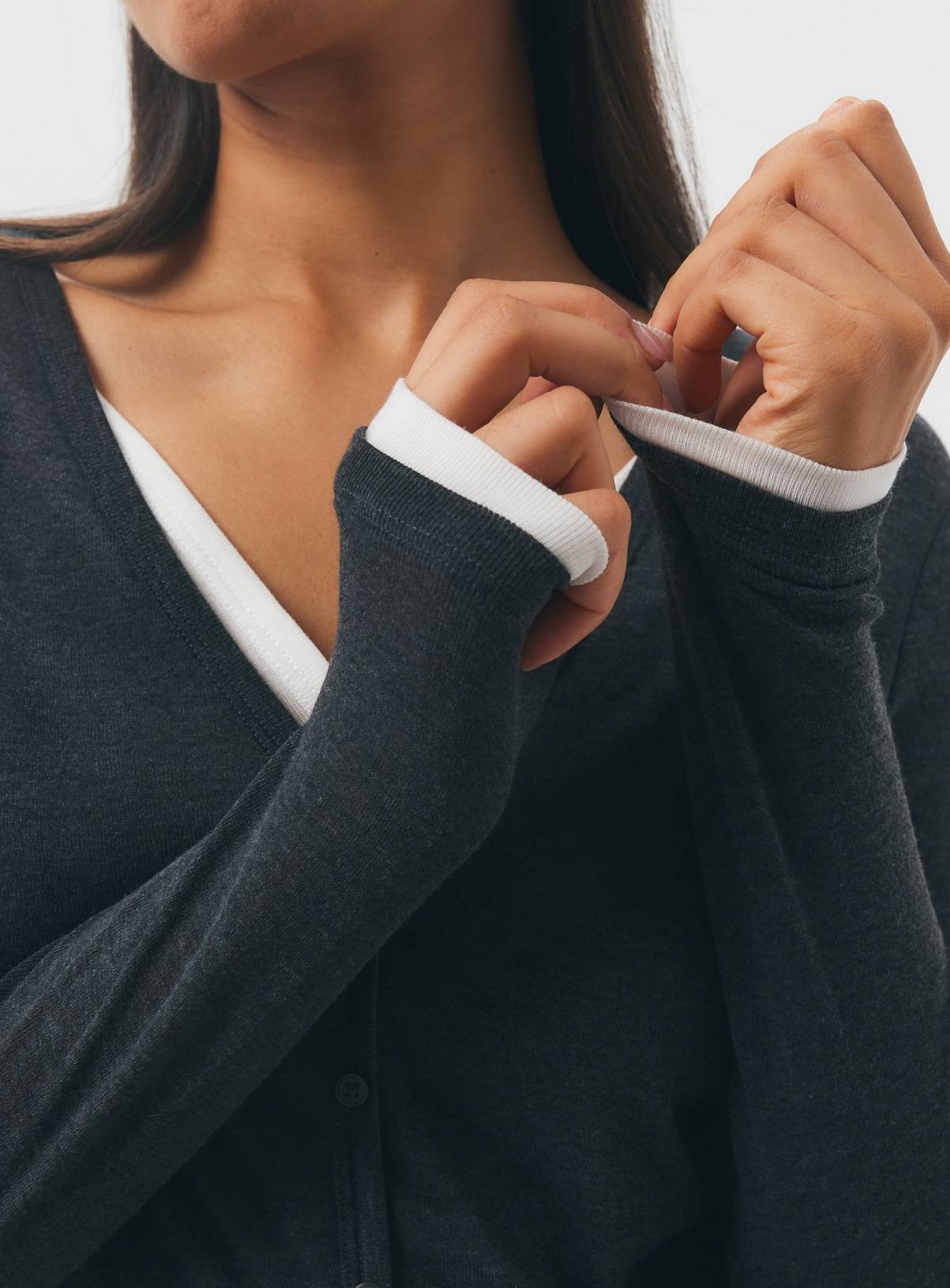 Charcoal Wool Blend Cardigan 20 - Image 3