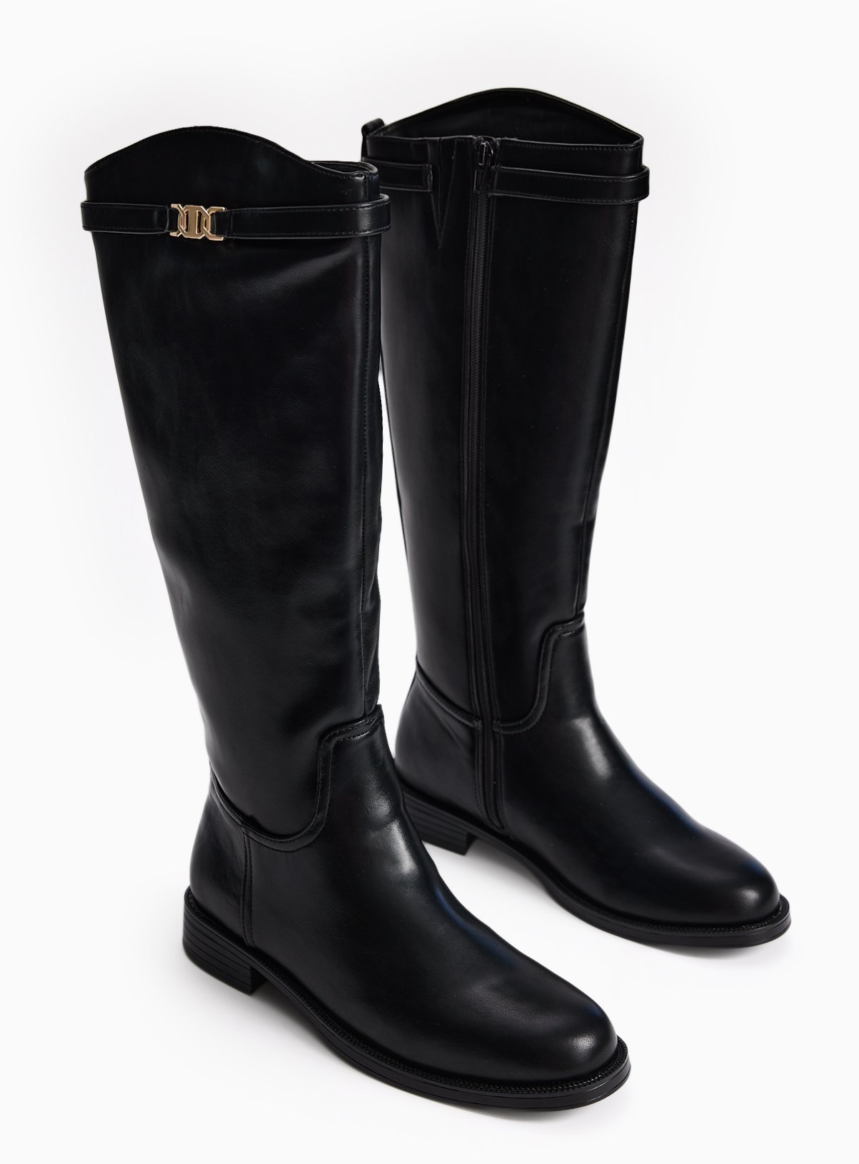 Black PU Long Equestrian Rider Boots 4 - Image 2 thumbnail