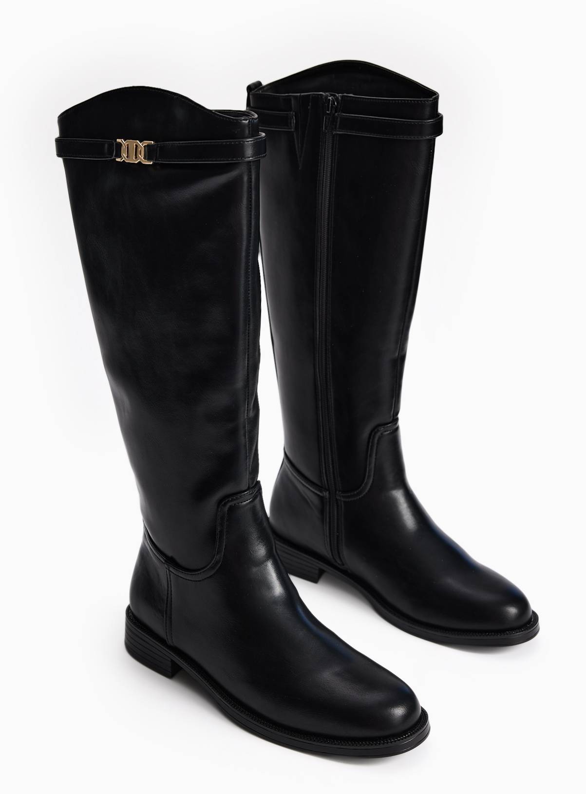Black PU Long Equestrian Rider Boots 4 - Image 2