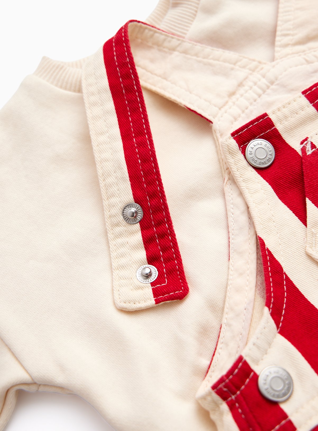 Red & Cream Stripe Oh Happy Days Dungarees & Bodysuit Set 3-6 months - Image 2 thumbnail