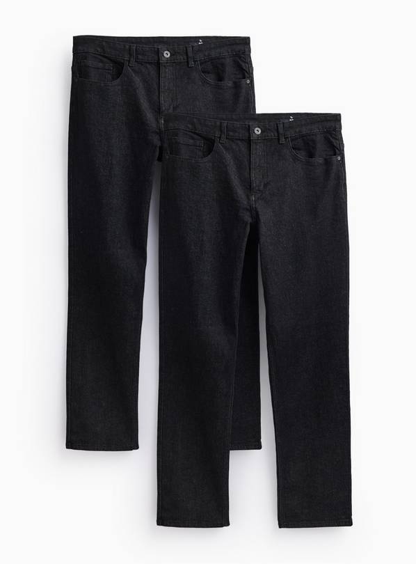 Black Straight Stretch Denim Jeans 2-Pack 34R