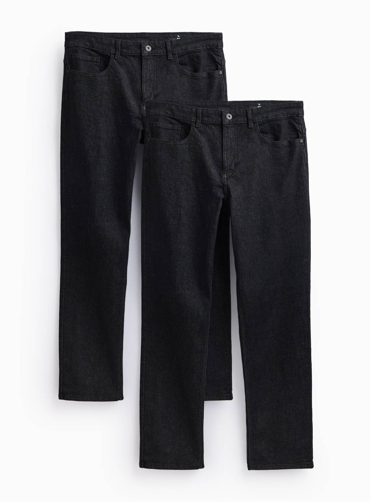 Black Straight Stretch Denim Jeans 2-Pack 40S - Image 1