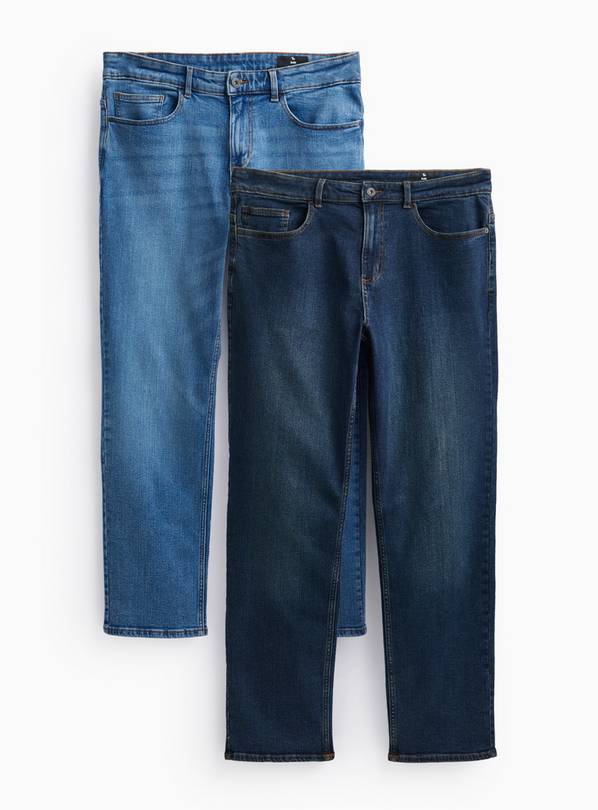 Blue Straight Stretch Denim Jeans 2-Pack 42S