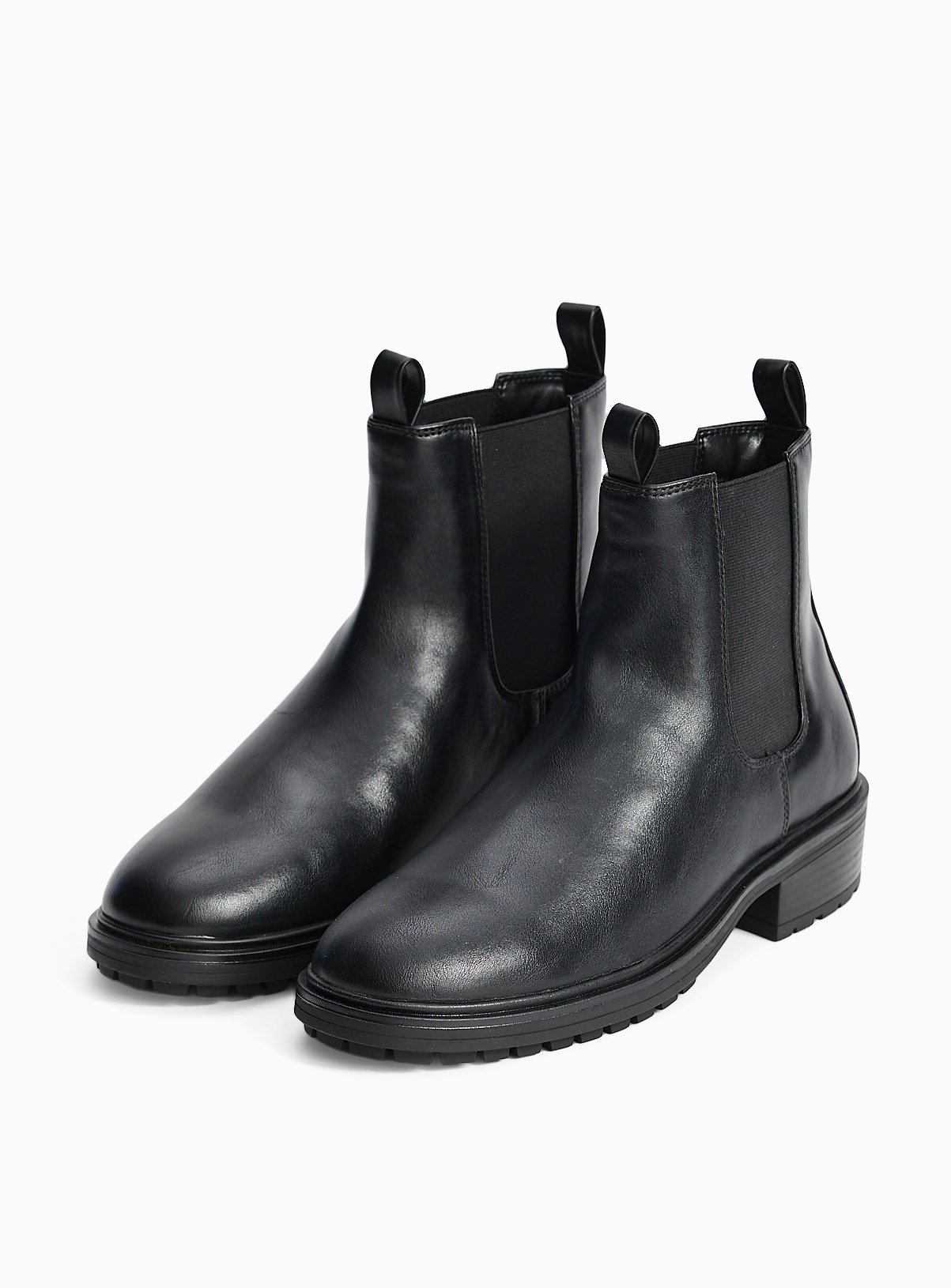 Black Faux Leather XS Chelsea Ankle Boots 6 - Image 2 thumbnail