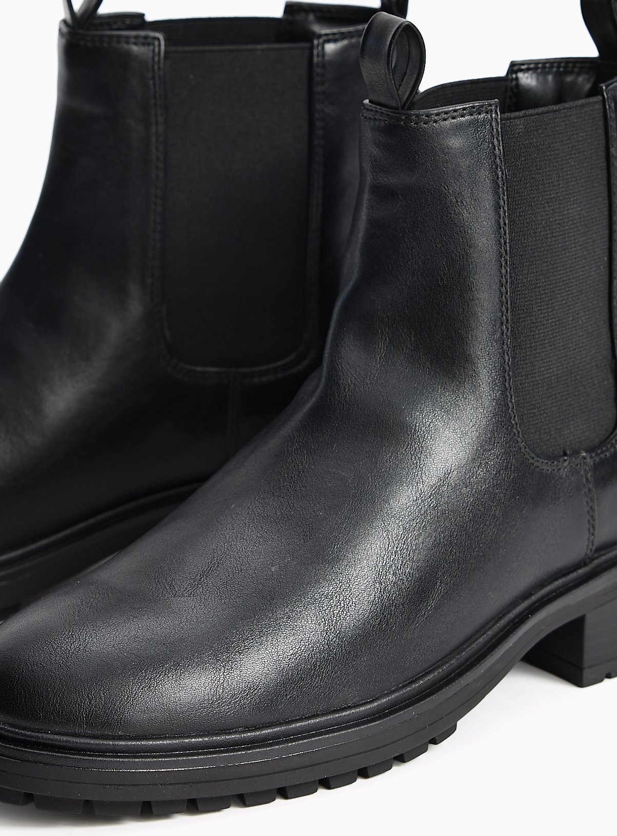 Black Faux Leather XS Chelsea Ankle Boots 7 - Image 3 thumbnail
