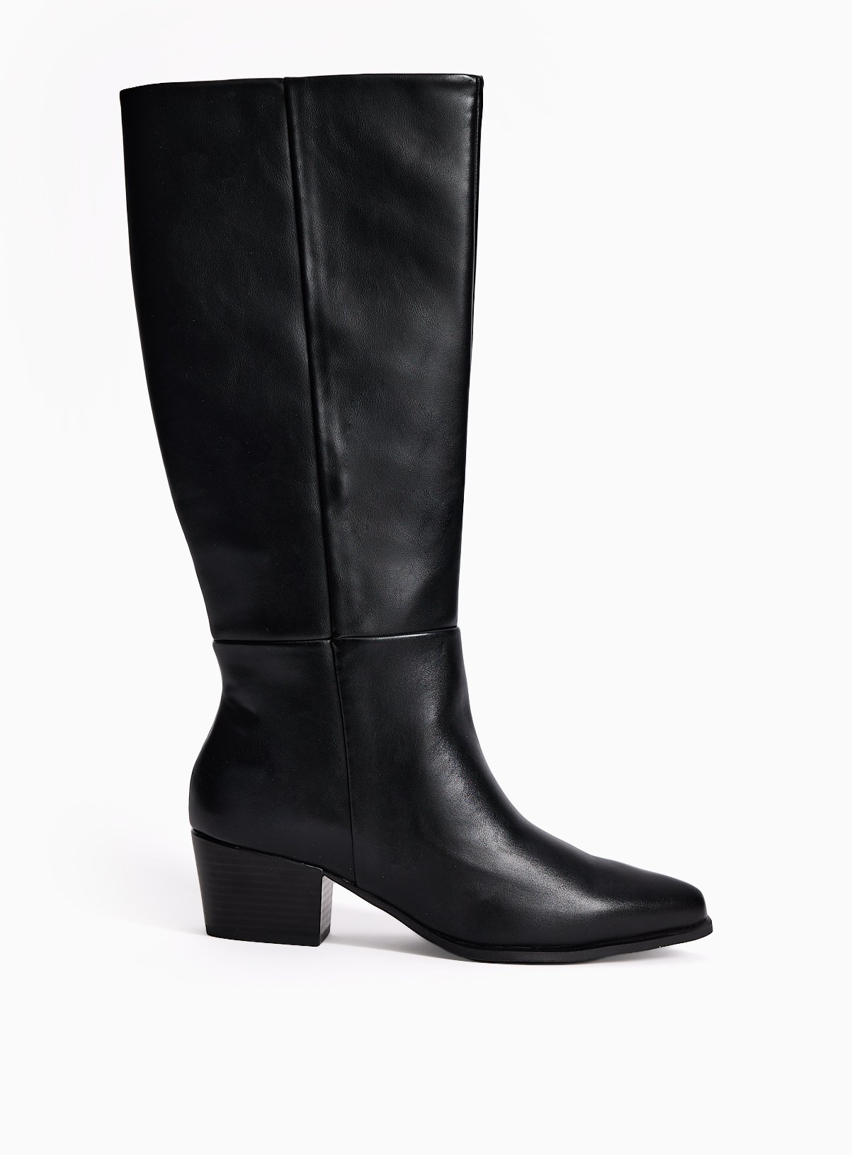 Black Smooth PU Long Leg Western Boots 3 - Image 2 thumbnail