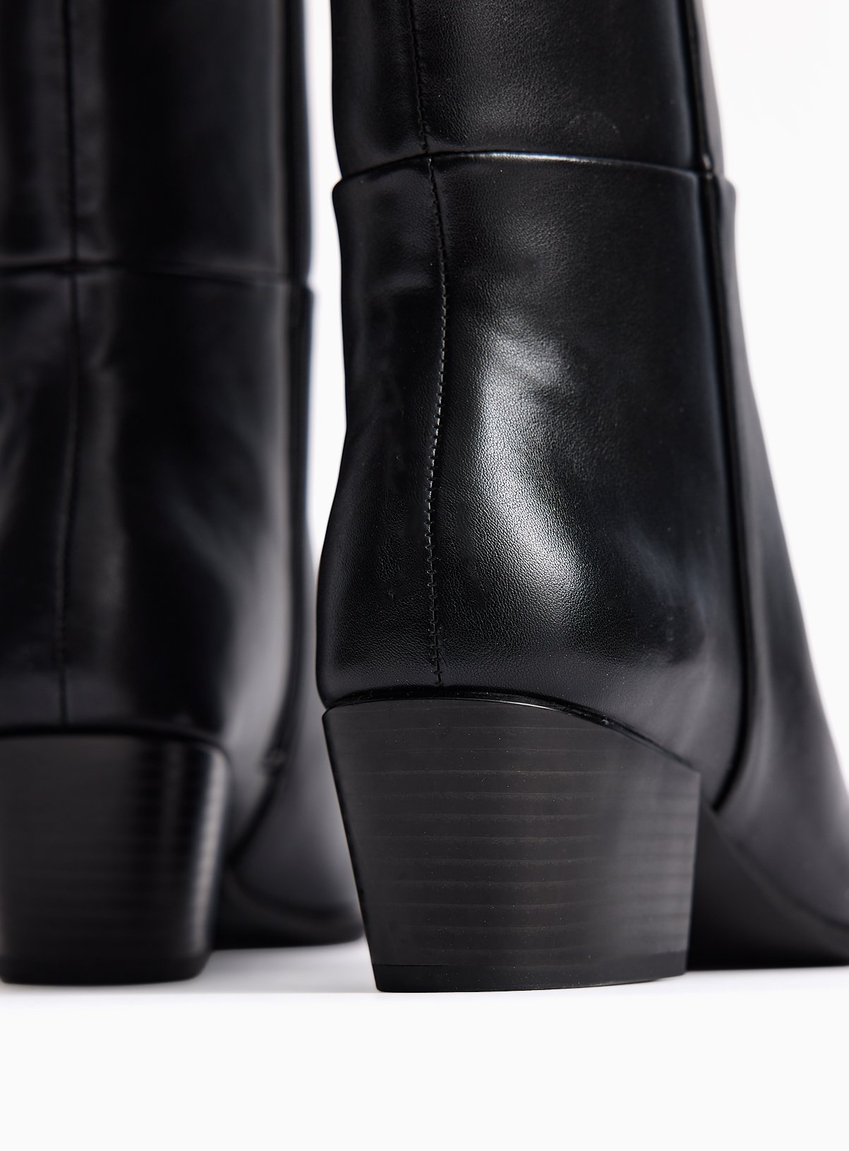 Black Smooth PU Long Leg Western Boots 3 - Image 4 thumbnail